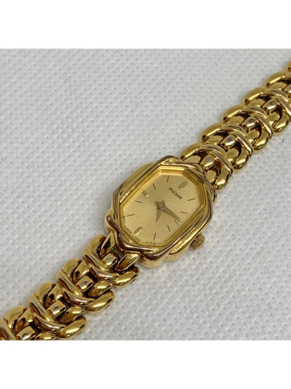 Pulsar vintage Women's Dress gold tone Watch V400-6120 quartz Japan 16mm running - Picture 2 of 9